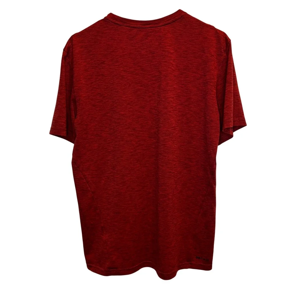 Nike Dri-FIT T-Shirt Medium Mens Red Heathered Short Sleeve Swoosh Logo Training